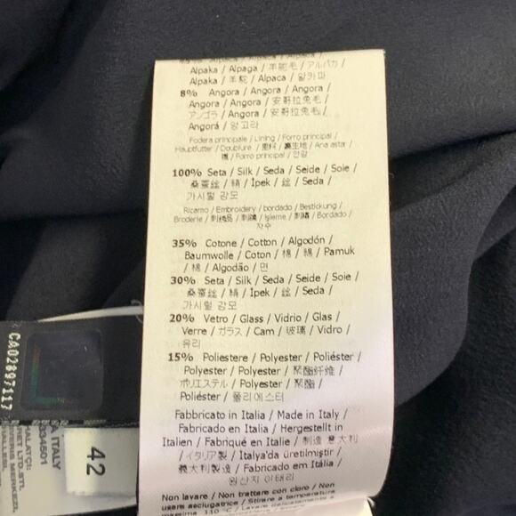 FENDI Fall 2014 Size 6 Navy Green Polyamide Blend Patchwork Back Zip Casual Top - Picture 13 of 13